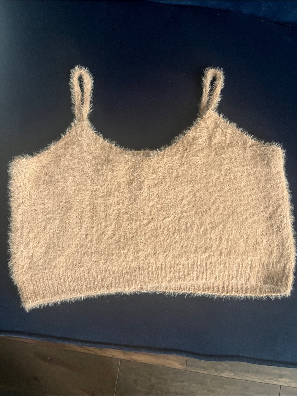 Fashion Nova Fuzzy Crop Tank Top in Cream